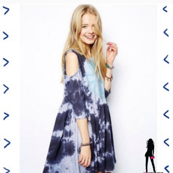 My Counter Collection Dresses & Skirts - Tie Dye Cold Shoulder Long Sleeve Dress